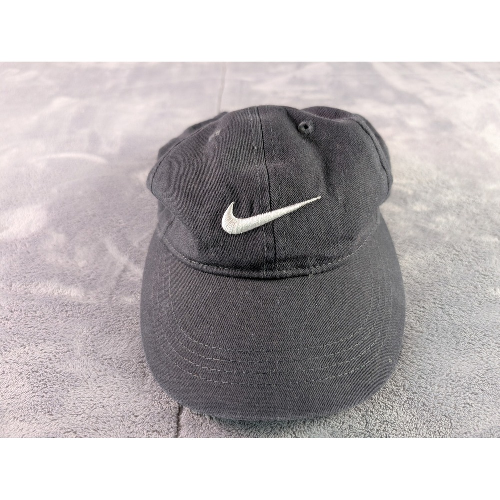 Nike Kids Adjustable Baseball Hat Black White Swoosh Logo Cap 4-7 Years